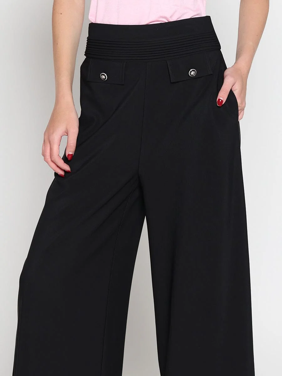 Embellished Pockets High Waist Wide Leg Pants - Image 7