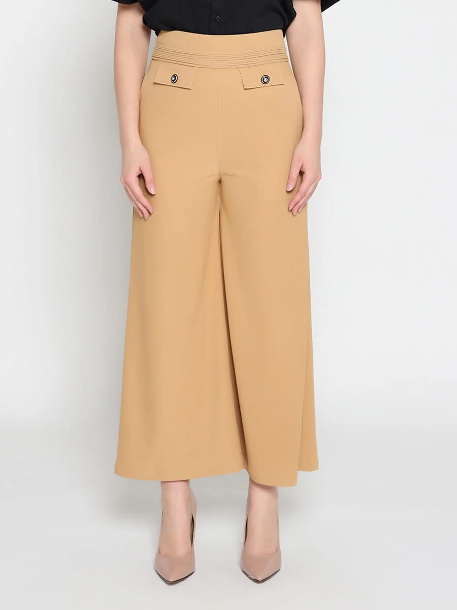 Embellished Pockets High Waist Wide Leg Pants - Image 9