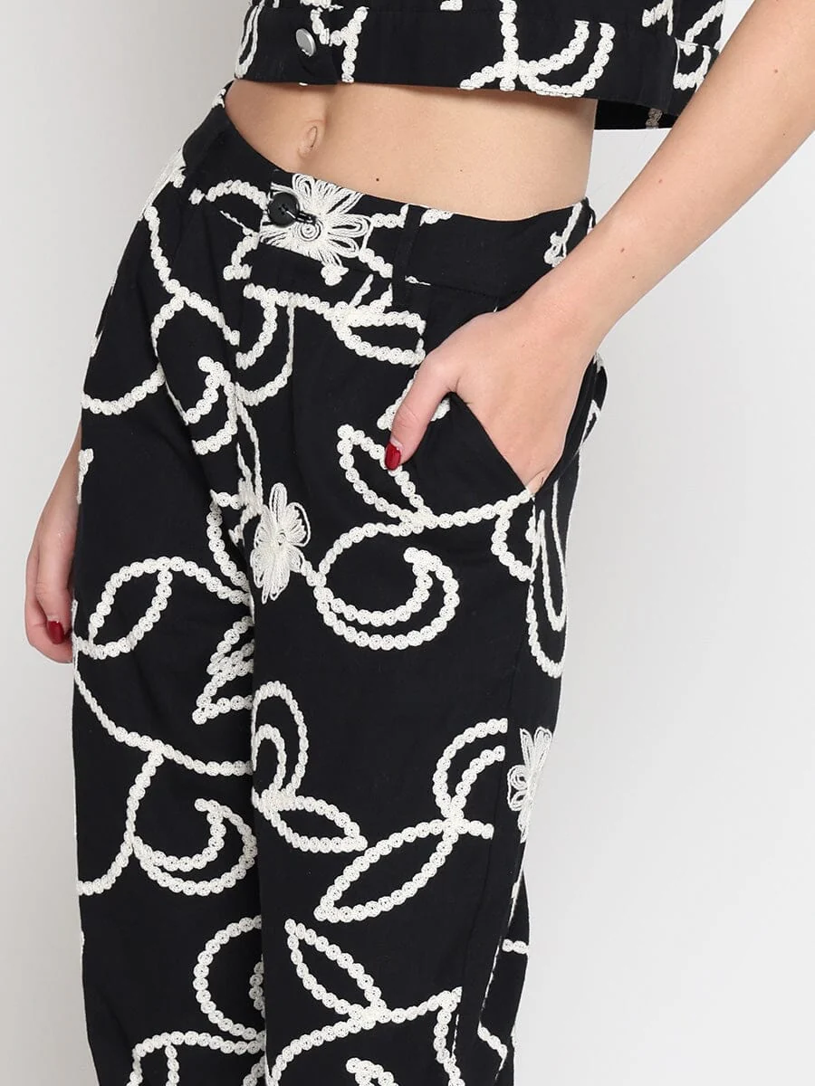 Emboidered straight fit pants - Image 3