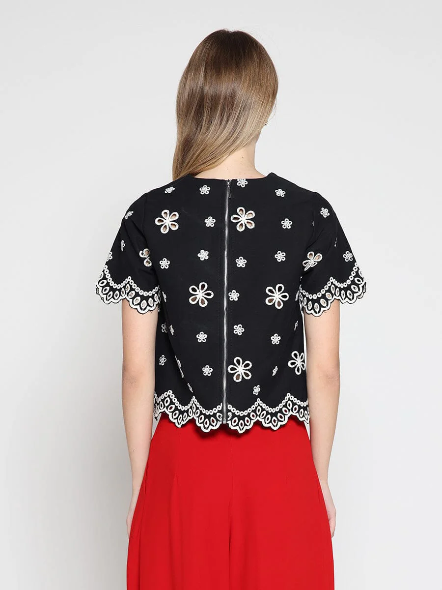 Embroidered eyelet crop top - Image 11