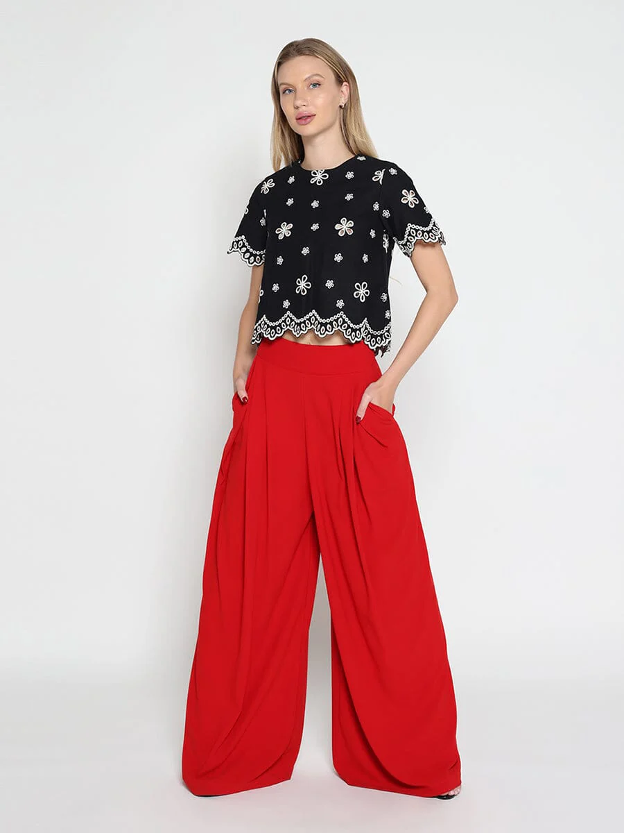 Embroidered eyelet crop top - Image 9