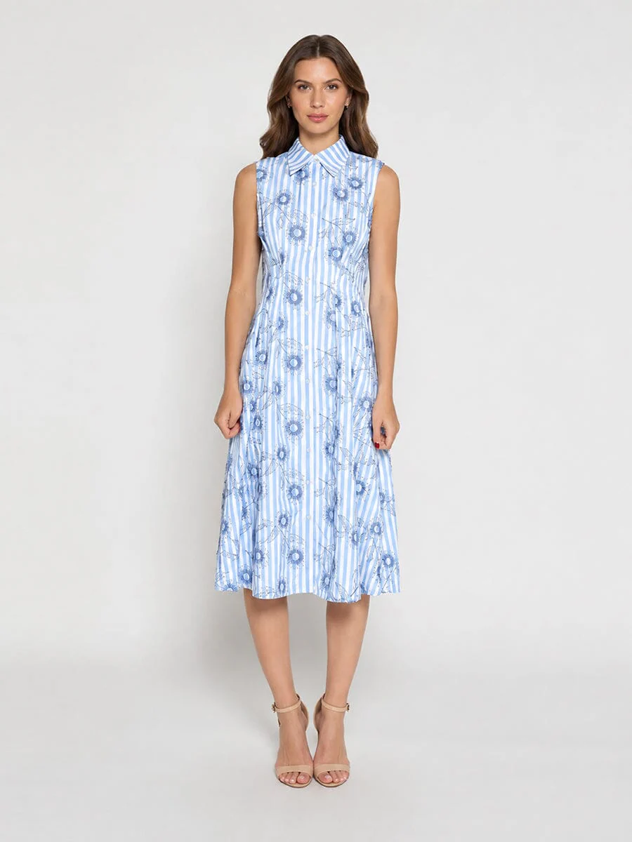Embroidery Flower Sleeveless Dress
