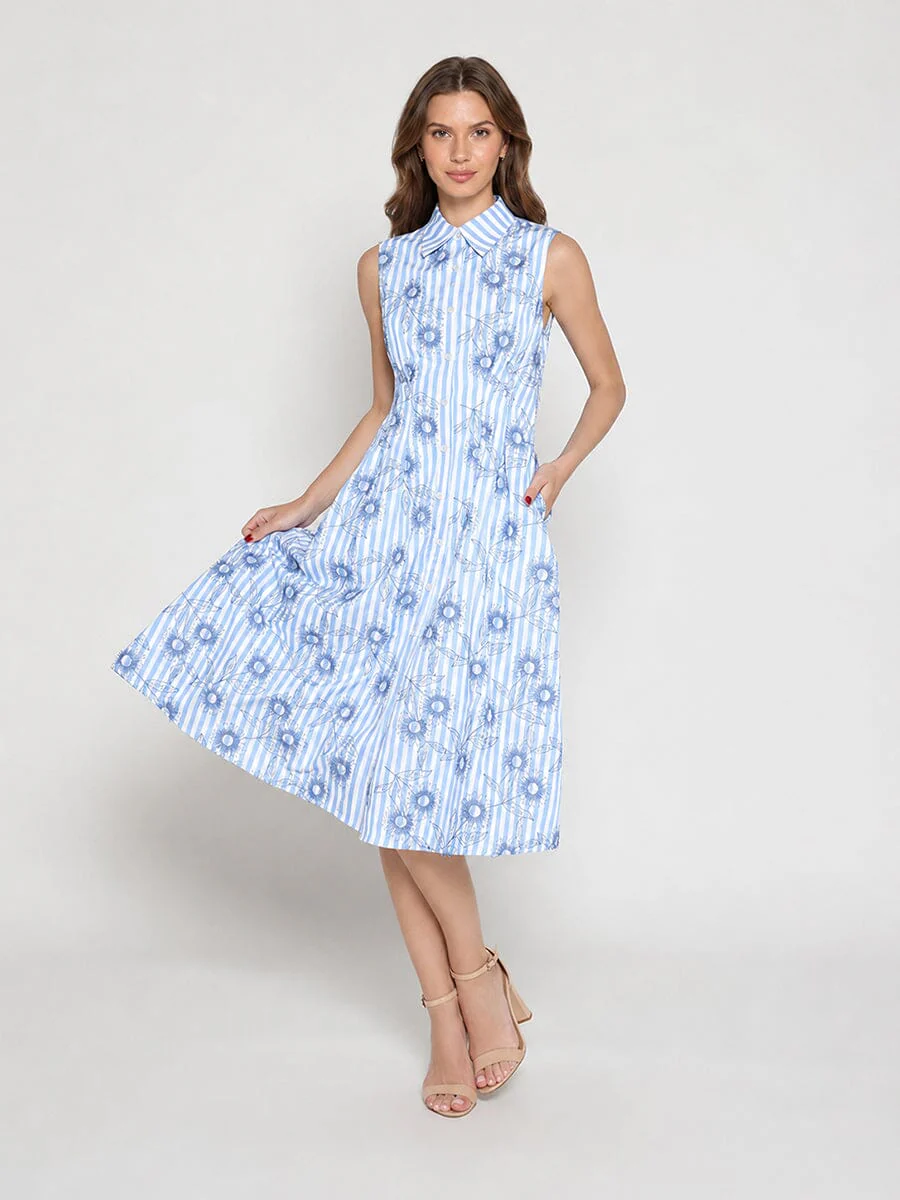 Embroidery Flower Sleeveless Dress - Image 2