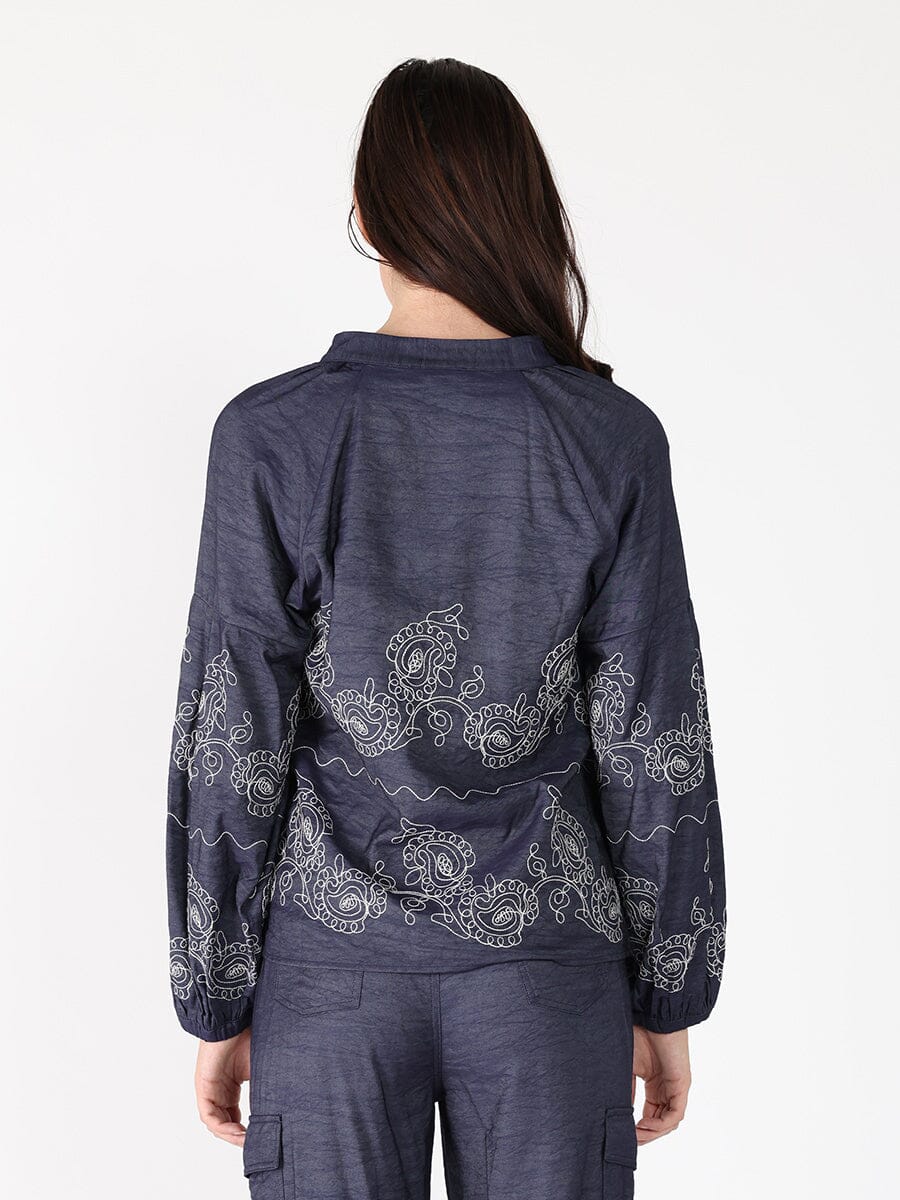 Embroidery Work V-neck Long Sleeve Top - Image 4