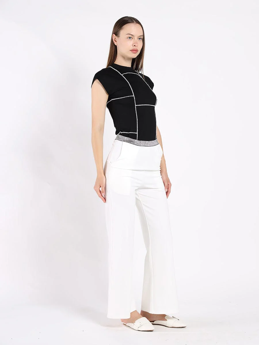 Exposed Seam Crew Neck Sleeveless Top - Image 3