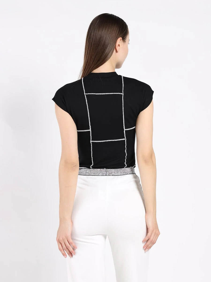 Exposed Seam Crew Neck Sleeveless Top - Image 4