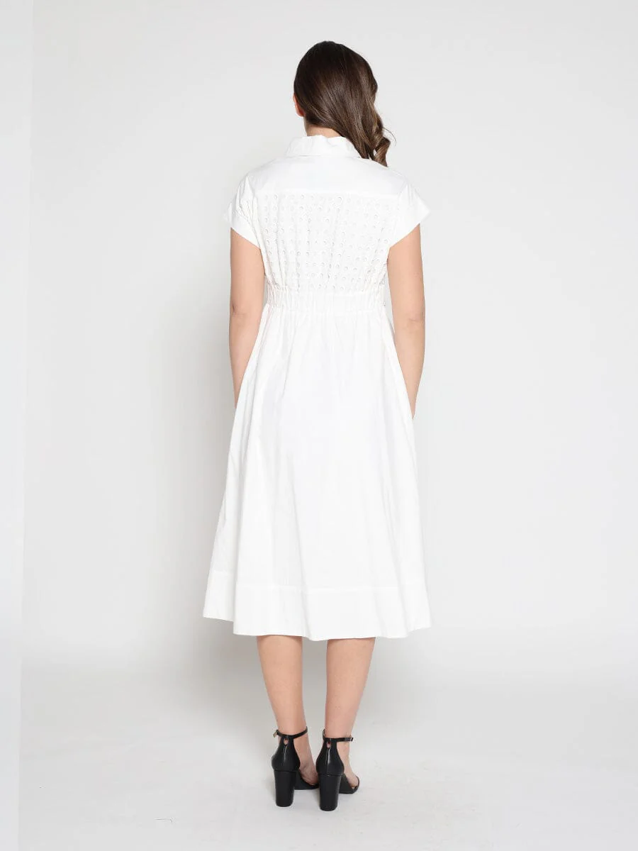 Eyelet And Solid Fabric Belt Dress - Image 12