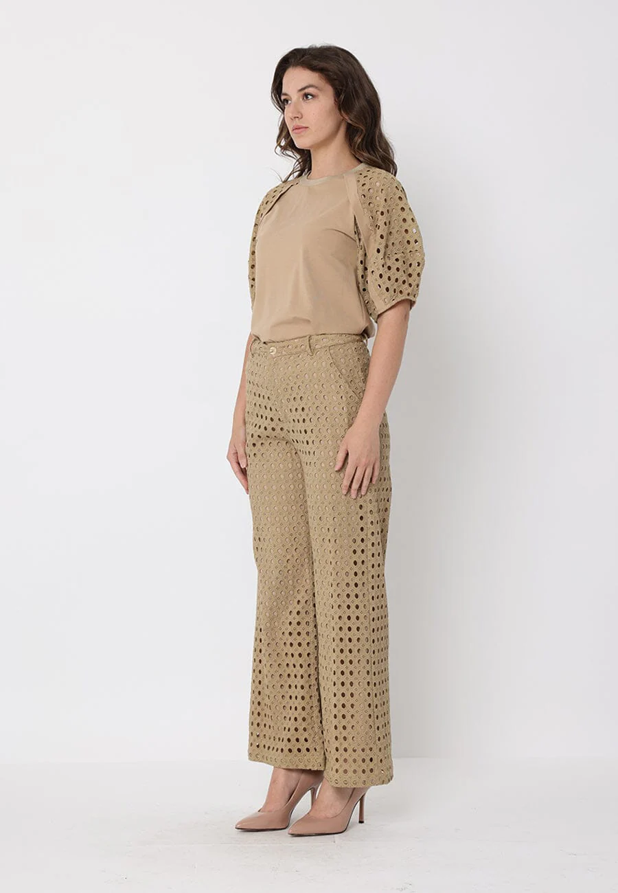 Eyelet Embroidered Wide-Leg Pants - Image 3