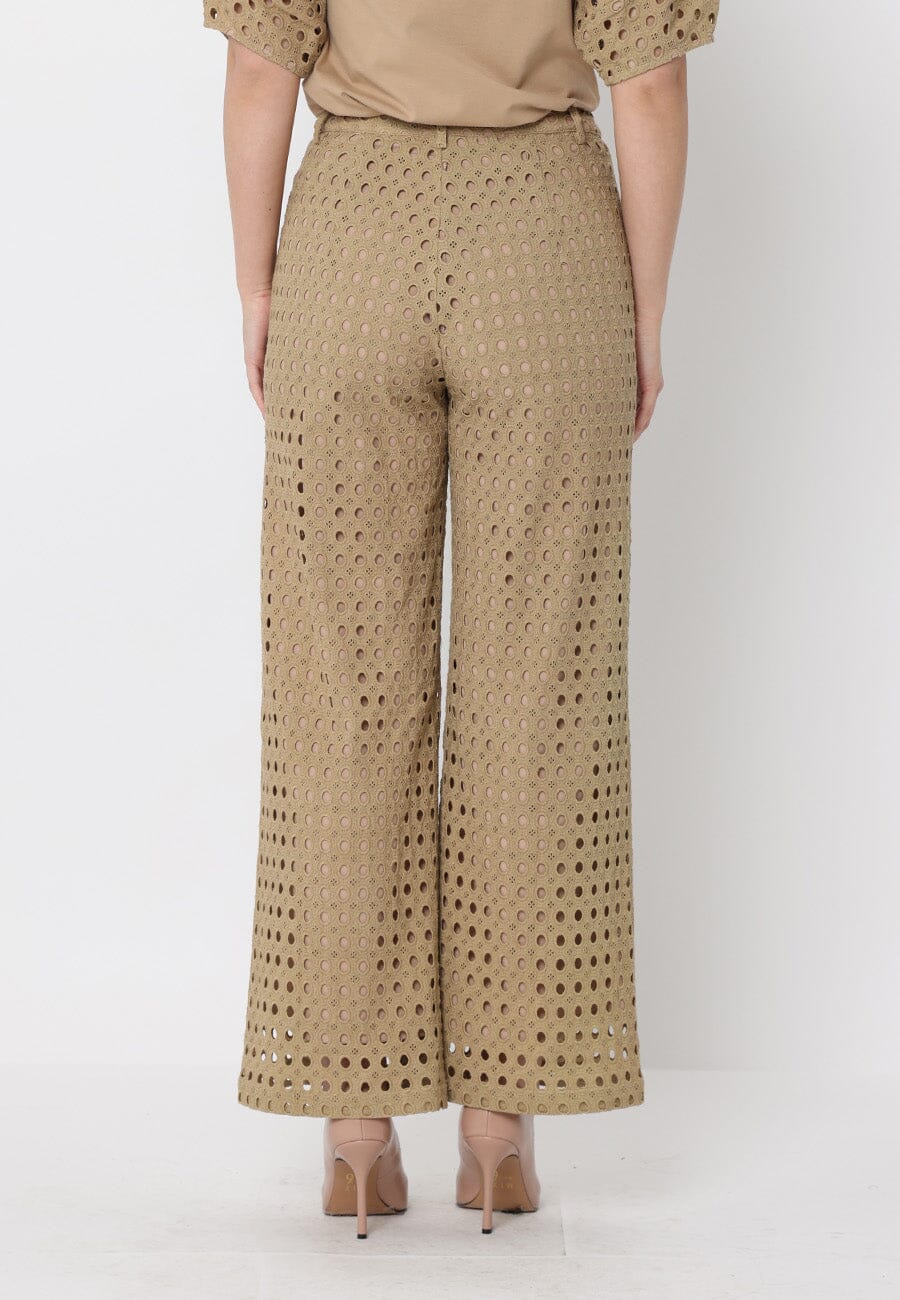 Eyelet Embroidered Wide-Leg Pants - Image 4