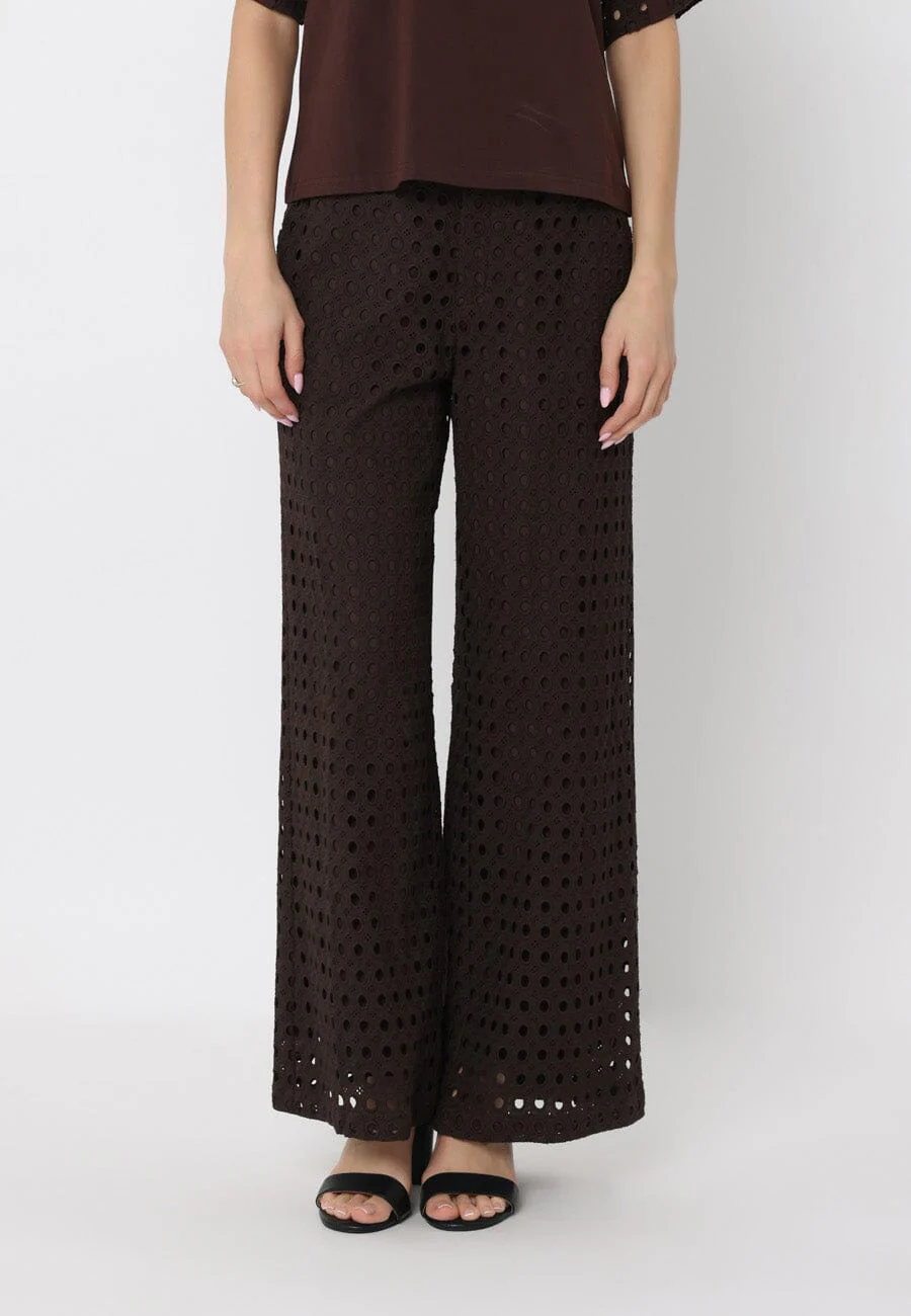Eyelet Embroidered Wide-Leg Pants - Image 5