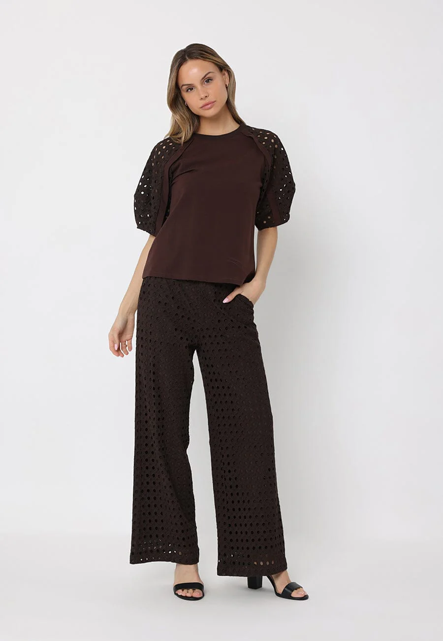 Eyelet Embroidered Wide-Leg Pants - Image 6