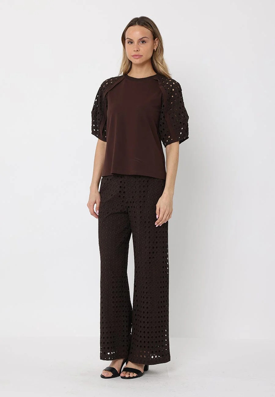 Eyelet Embroidered Wide-Leg Pants - Image 7