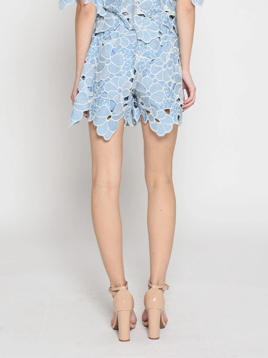 Floral Denim Lace Linen Short Pant - Image 4