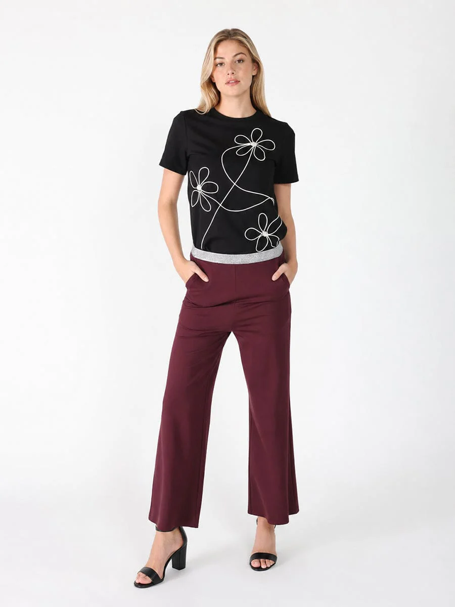 Floral Embroidered Crew Neck Top - Image 2