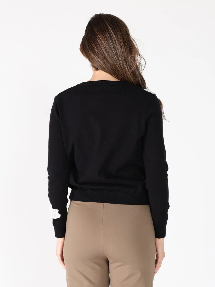 Floral Knitted Pearl Embellishments Sweatshirt - Image 4