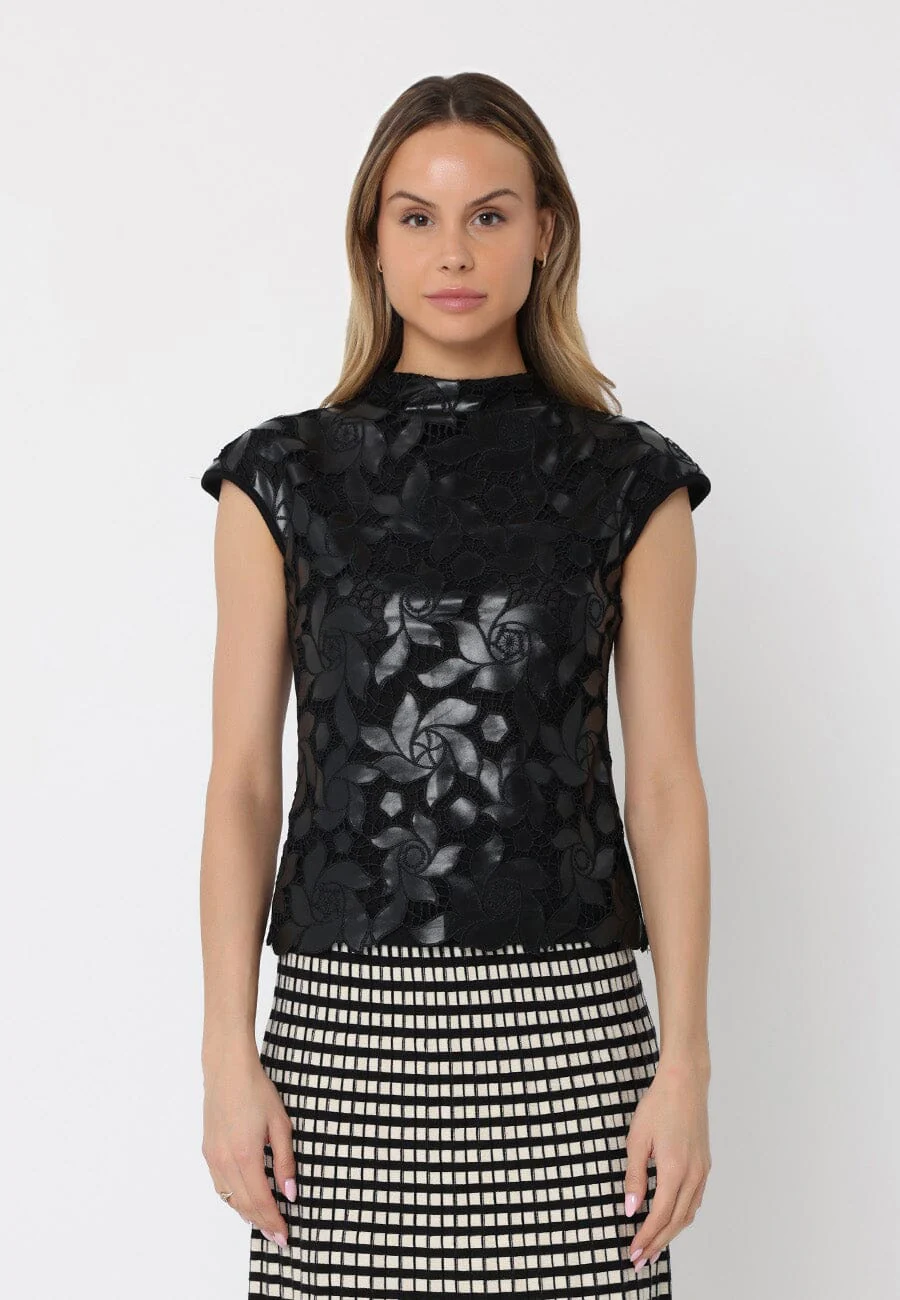 Floral Lace Detail Sleeveless Top