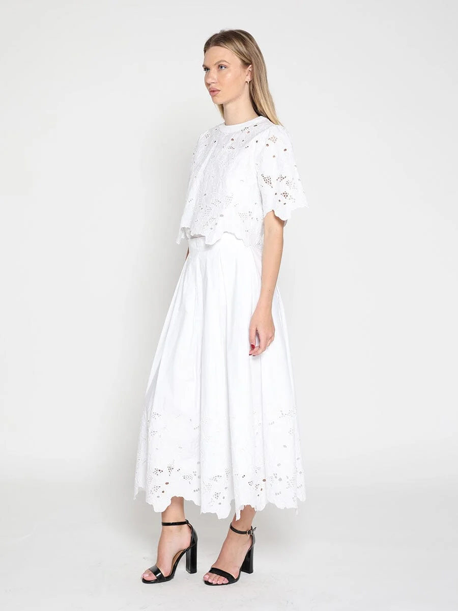 Floral Lace Embroidered Hem A-Line Maxi Skirt - Image 3