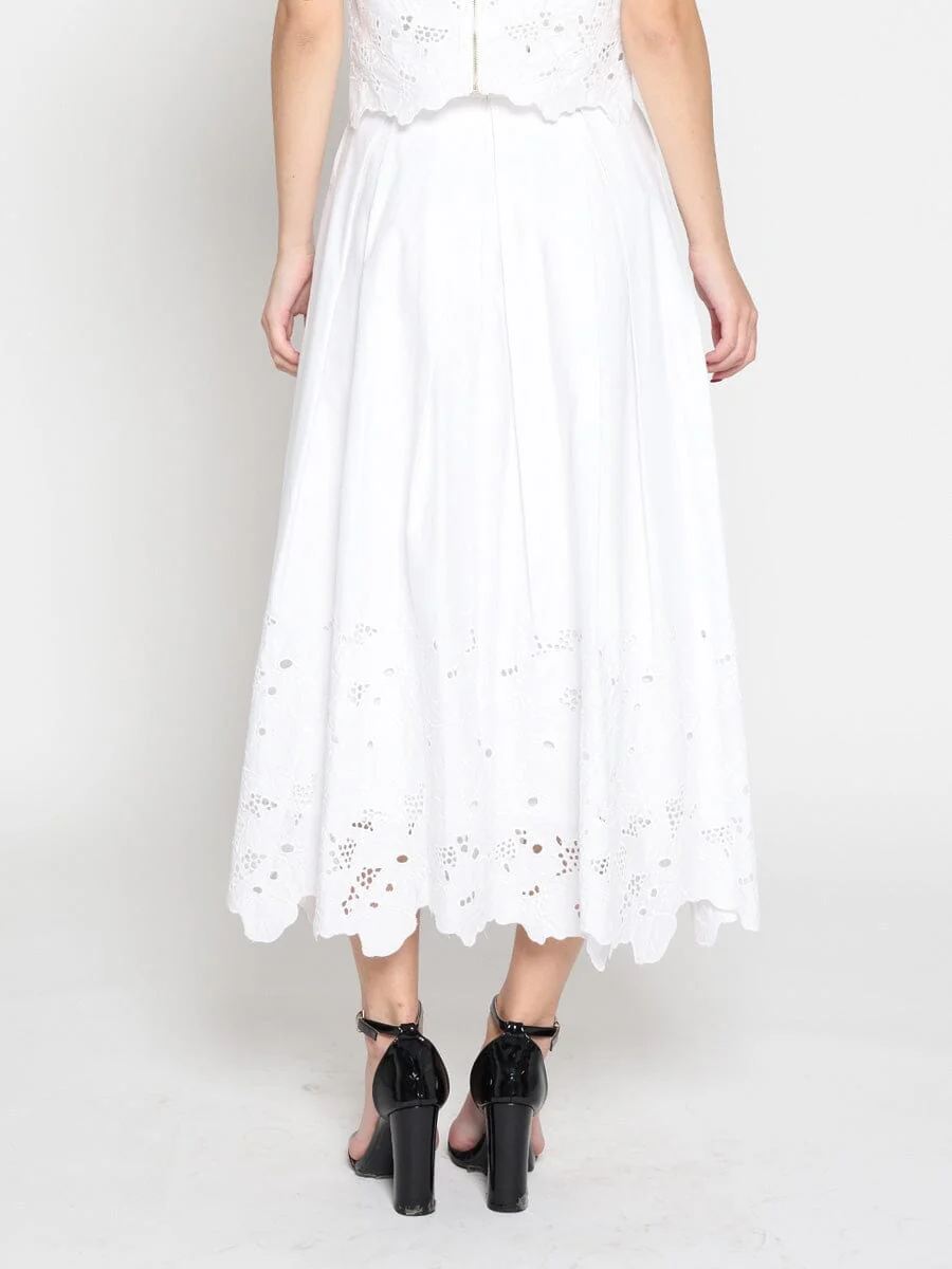 Floral Lace Embroidered Hem A-Line Maxi Skirt - Image 4