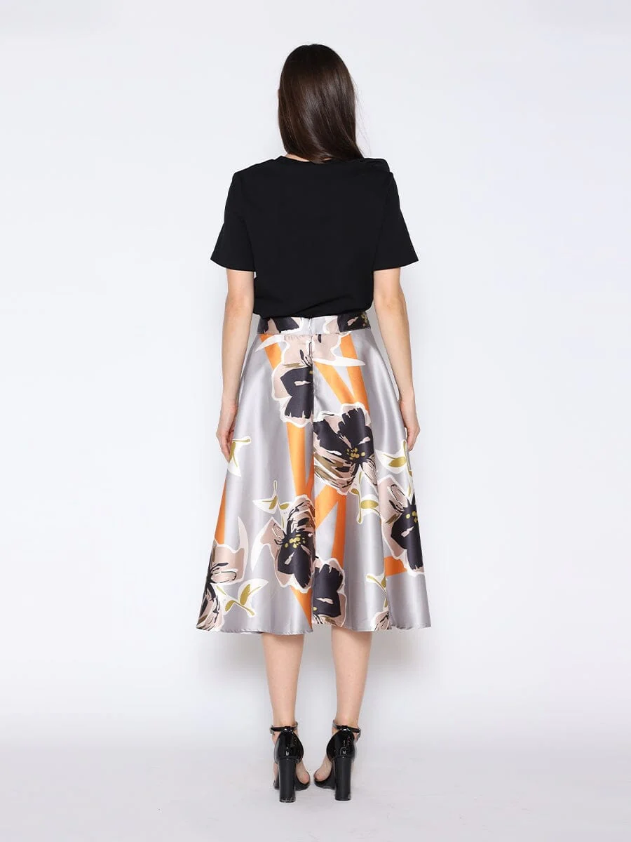 Floral Print A-Line Midi Skirt - Image 4