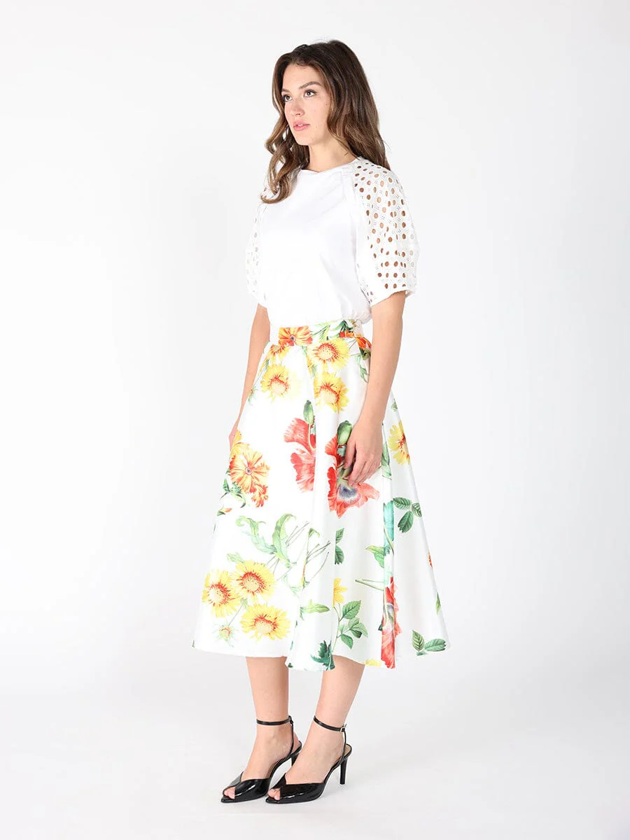 Floral Print A-line Midi Skirt - Image 3