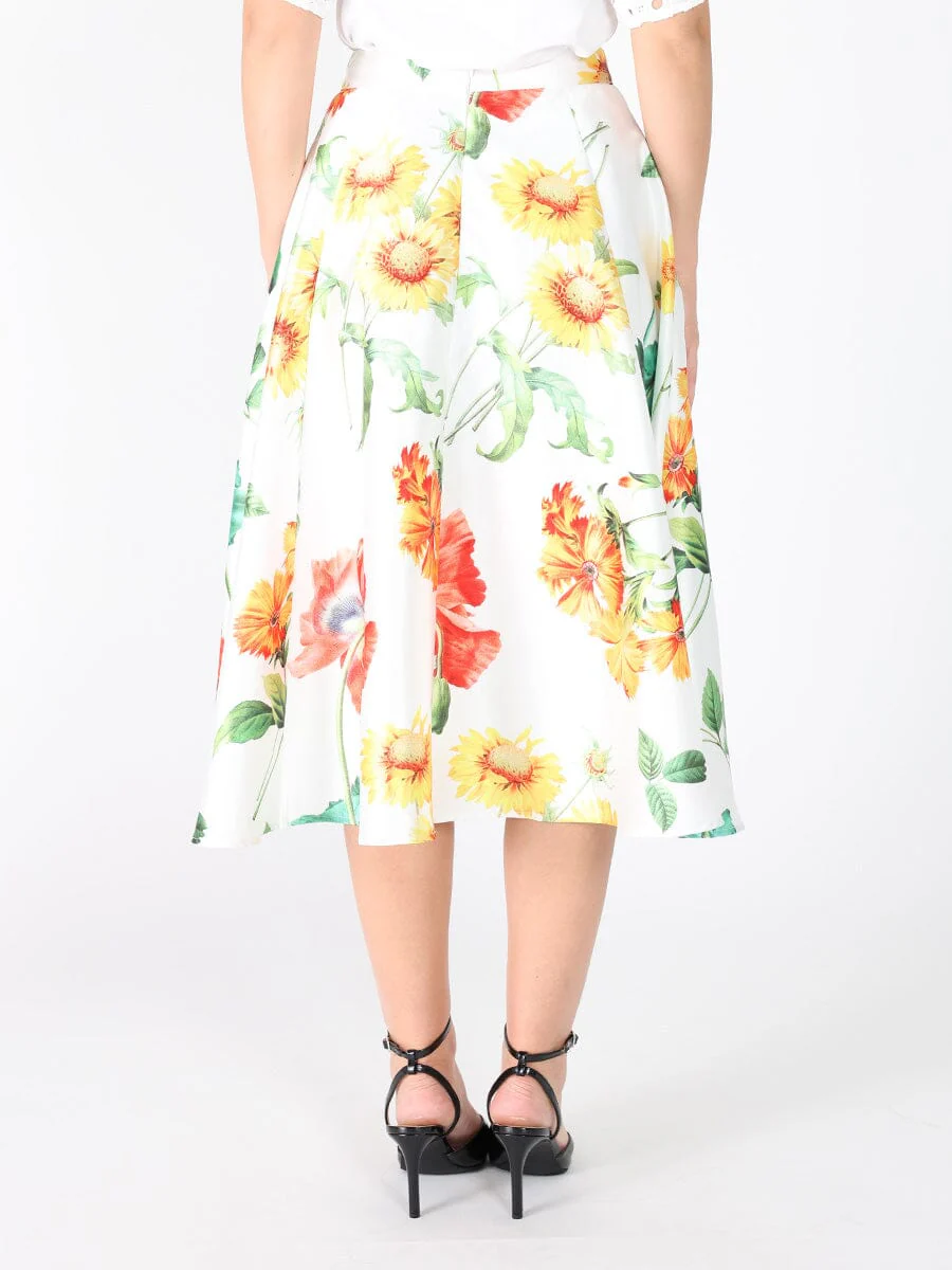 Floral Print A-line Midi Skirt - Image 4