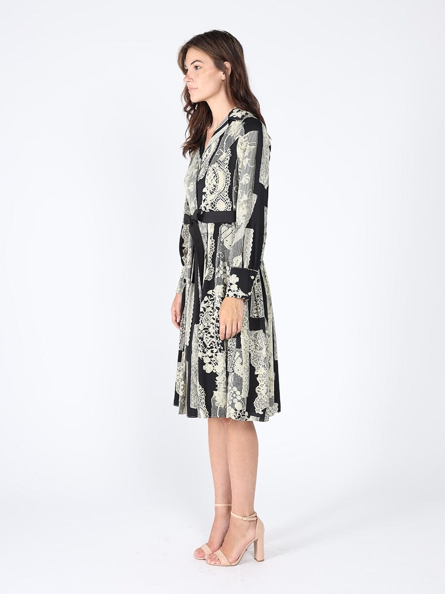 Floral print polyster belt dress - Image 3