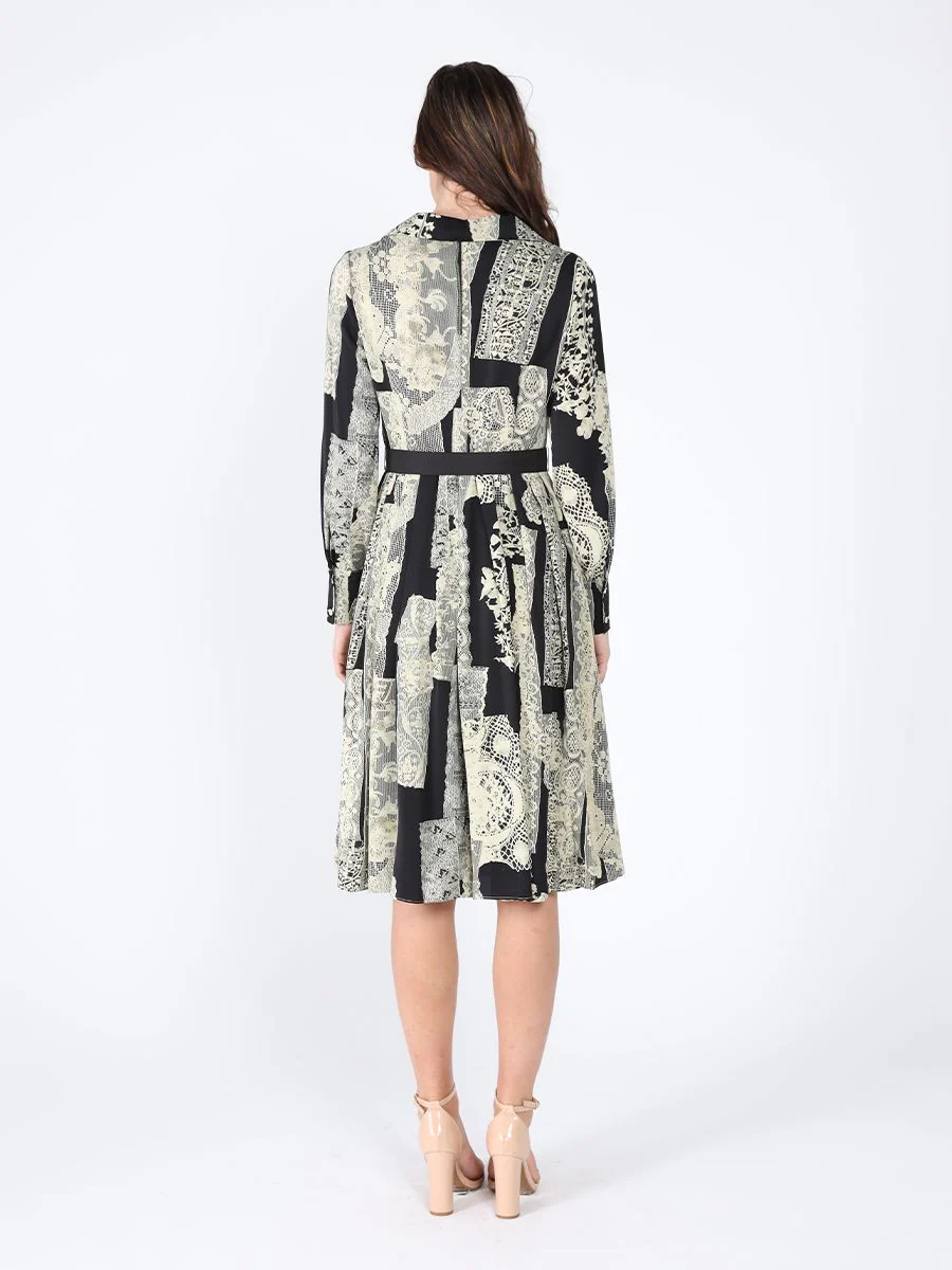 Floral print polyster belt dress - Image 6