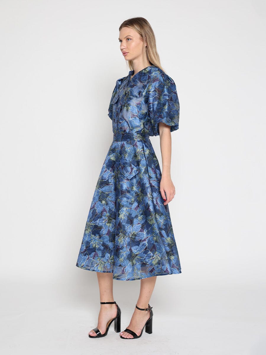 Floral Print Puff Sleeve Organza Top - Image 3