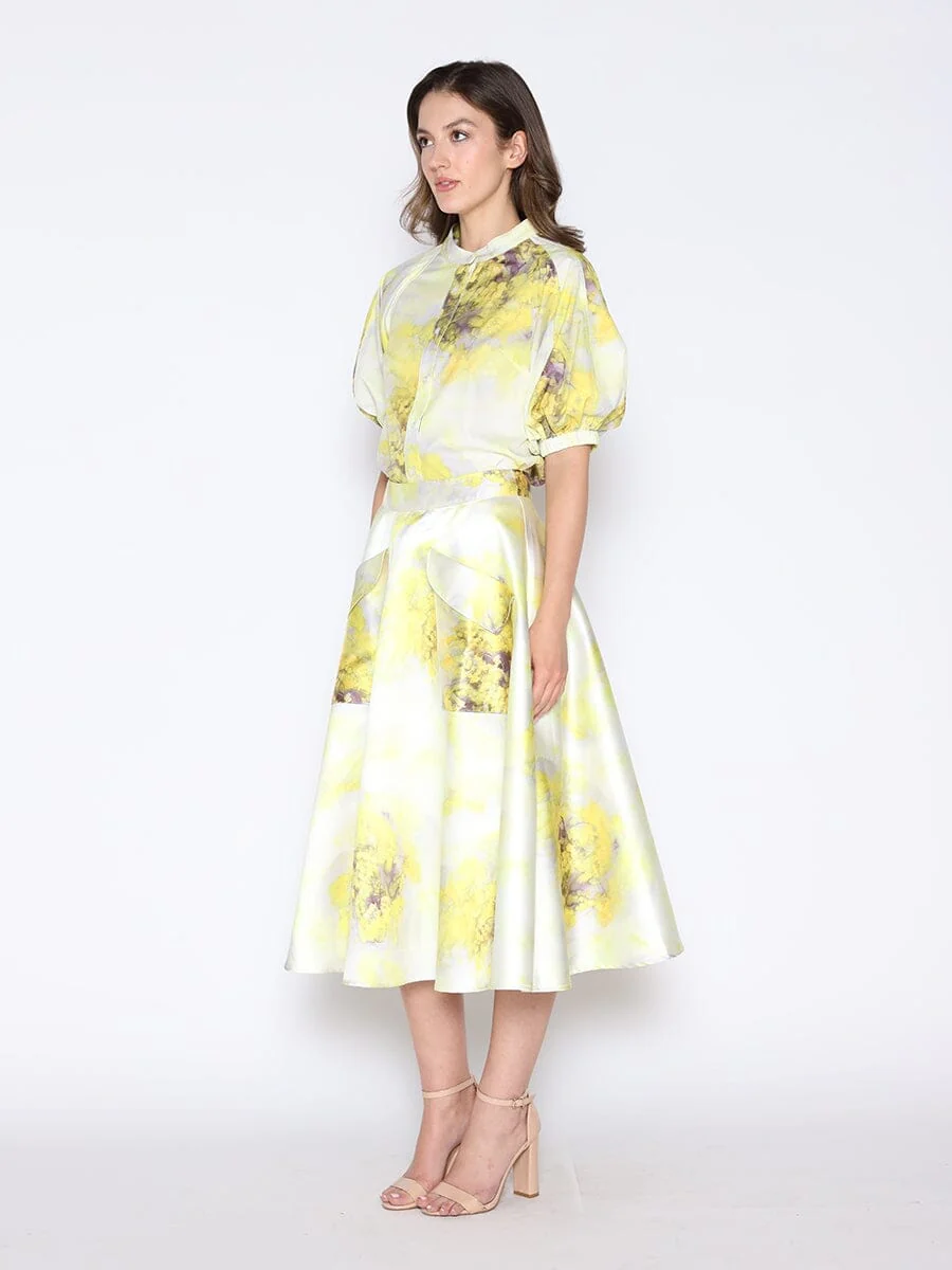 Floral Print Puff Sleeve Round Neck Shirt - Image 3