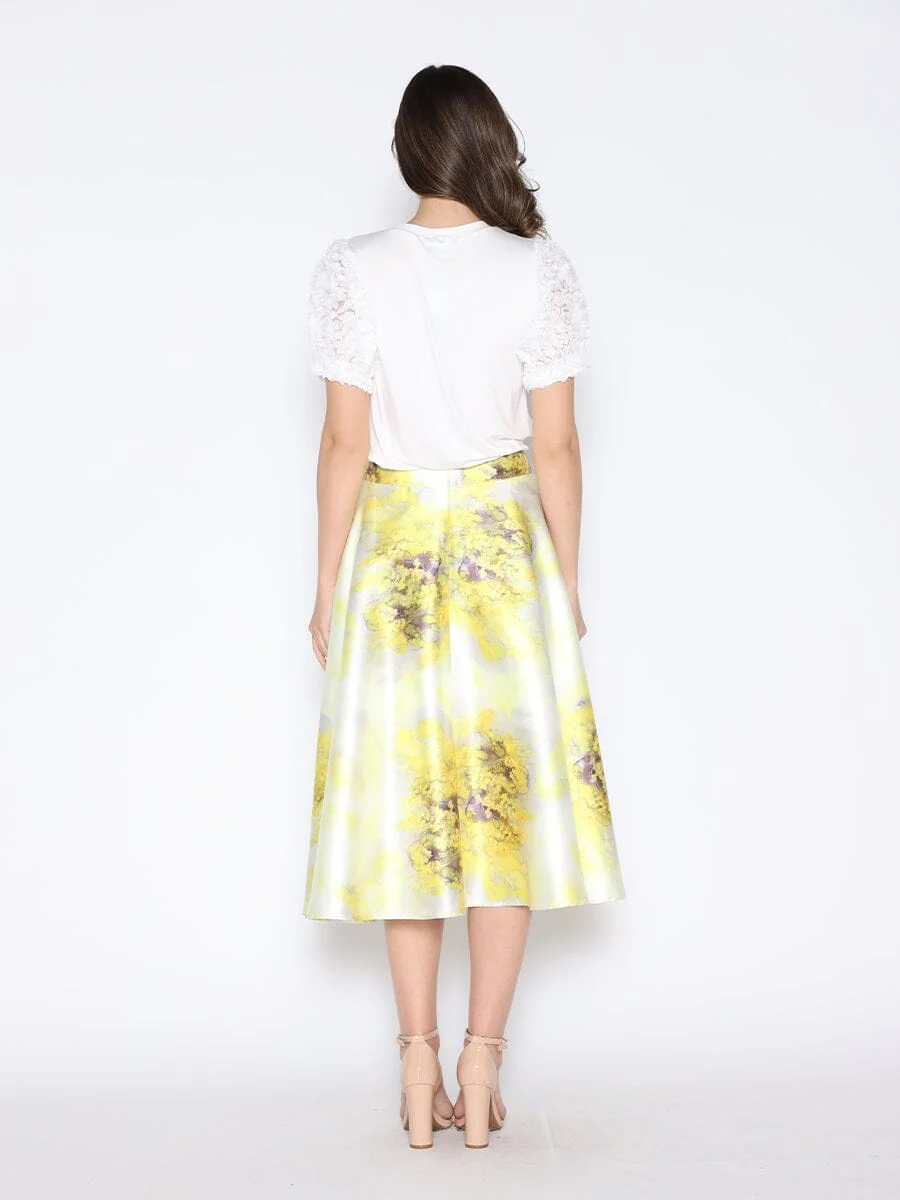 Floral Print Satin A-Line Skirt - Image 4