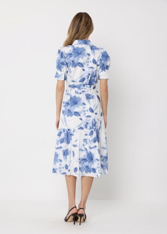 Floral Print Short Sleeve Front Button Down Dress - Image 4