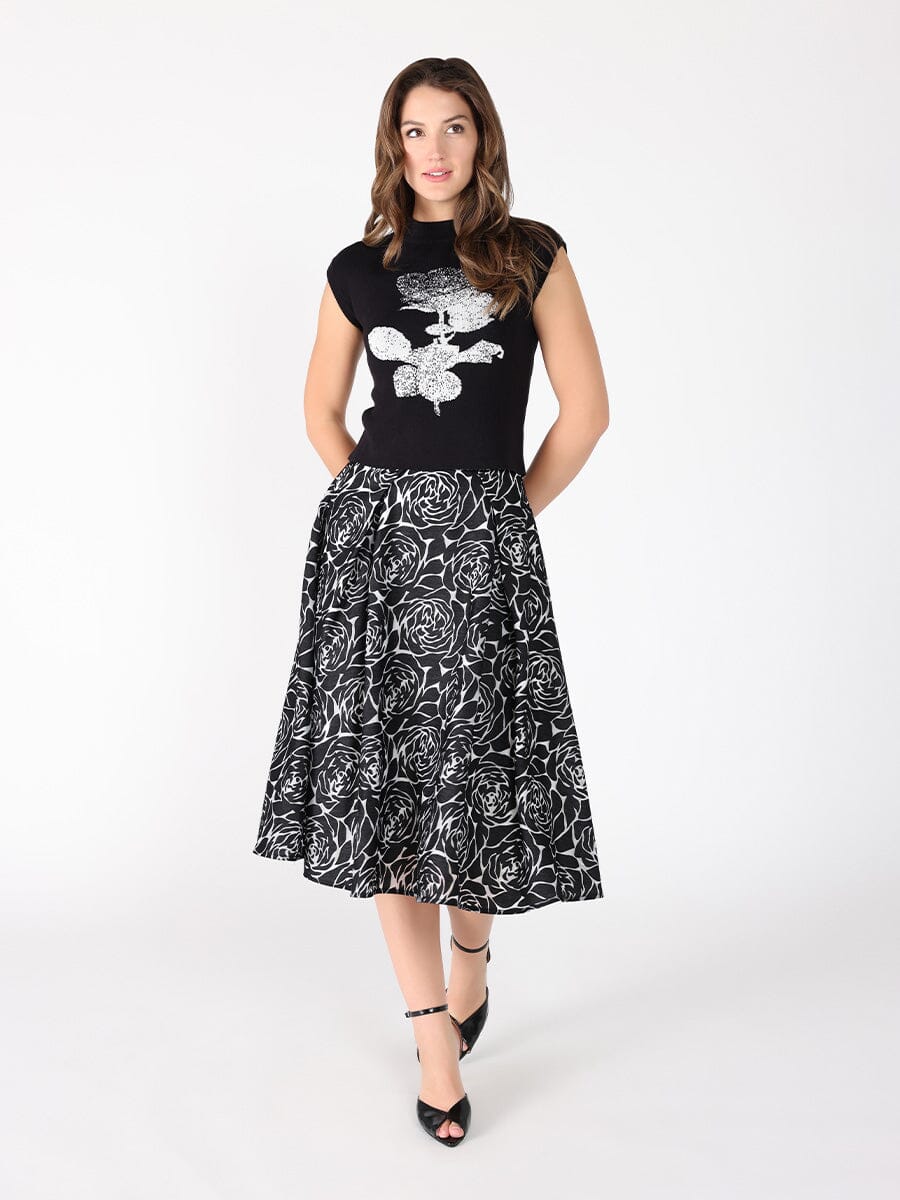 Floral print velvet wide skirt - Image 2