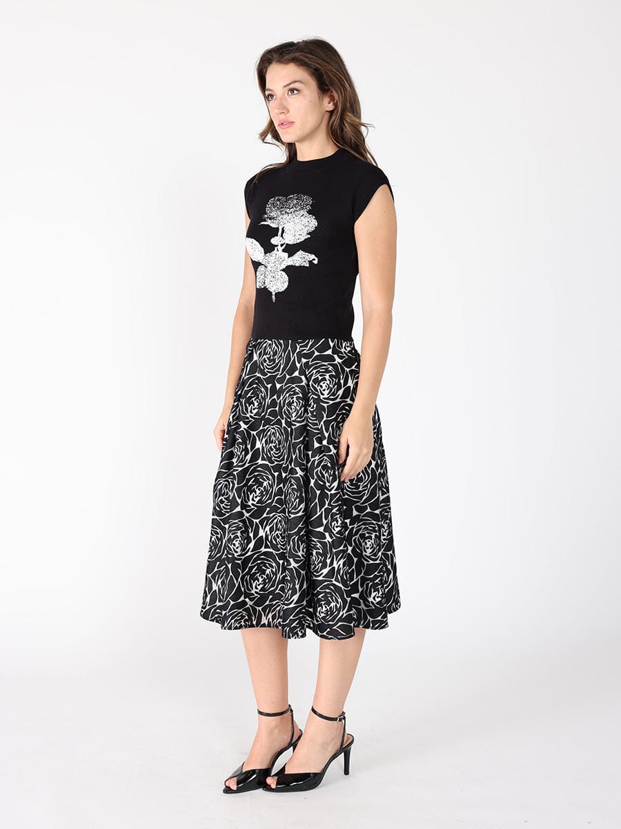 Floral print velvet wide skirt - Image 3