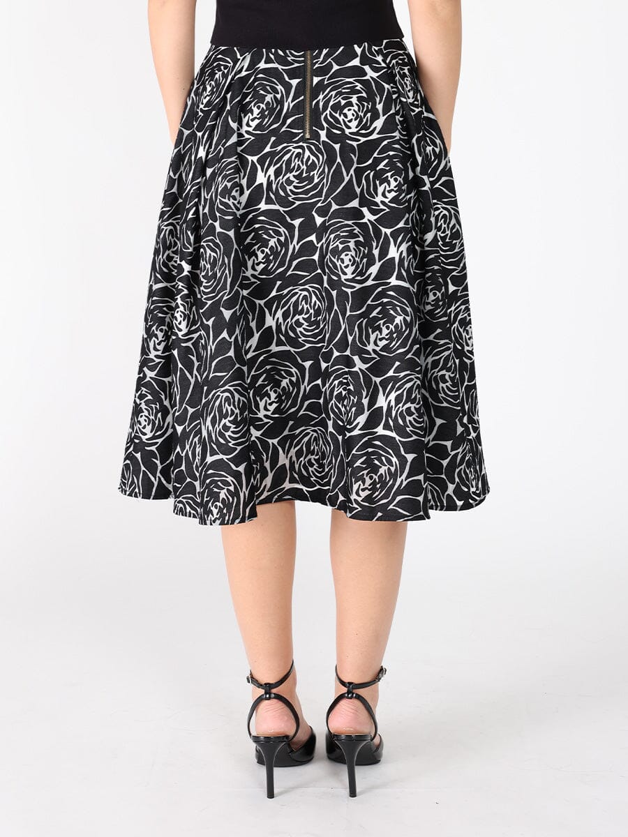 Floral print velvet wide skirt - Image 4