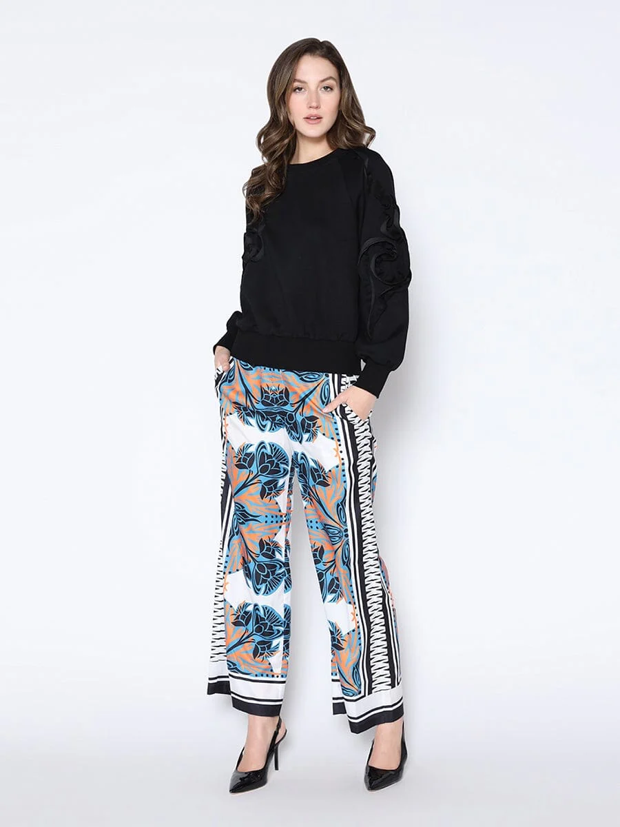 Floral Print Wide Leg Pajama Pants - Image 2