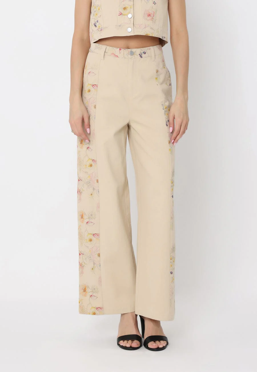 Floral Print Wide Leg Pants