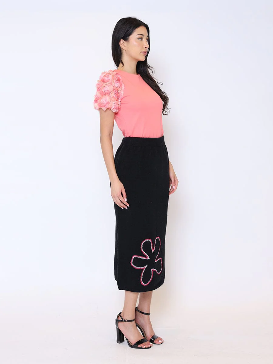 Floral Printed Knit Pencil Skirt - Image 3