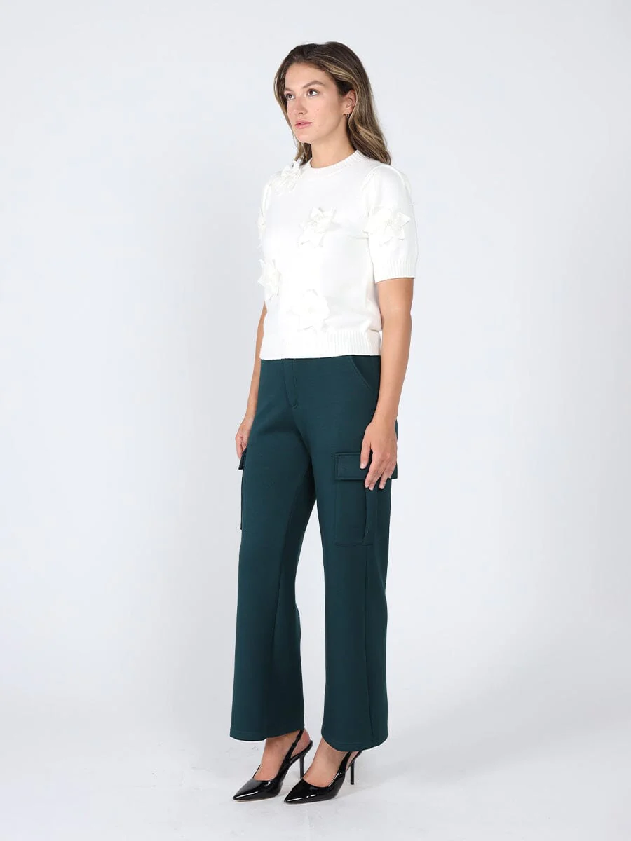 Floral rib neck knit top - Image 3