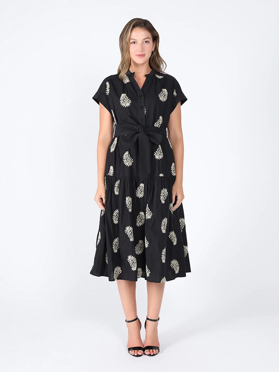 Floral Short Sleeve Belt Dress