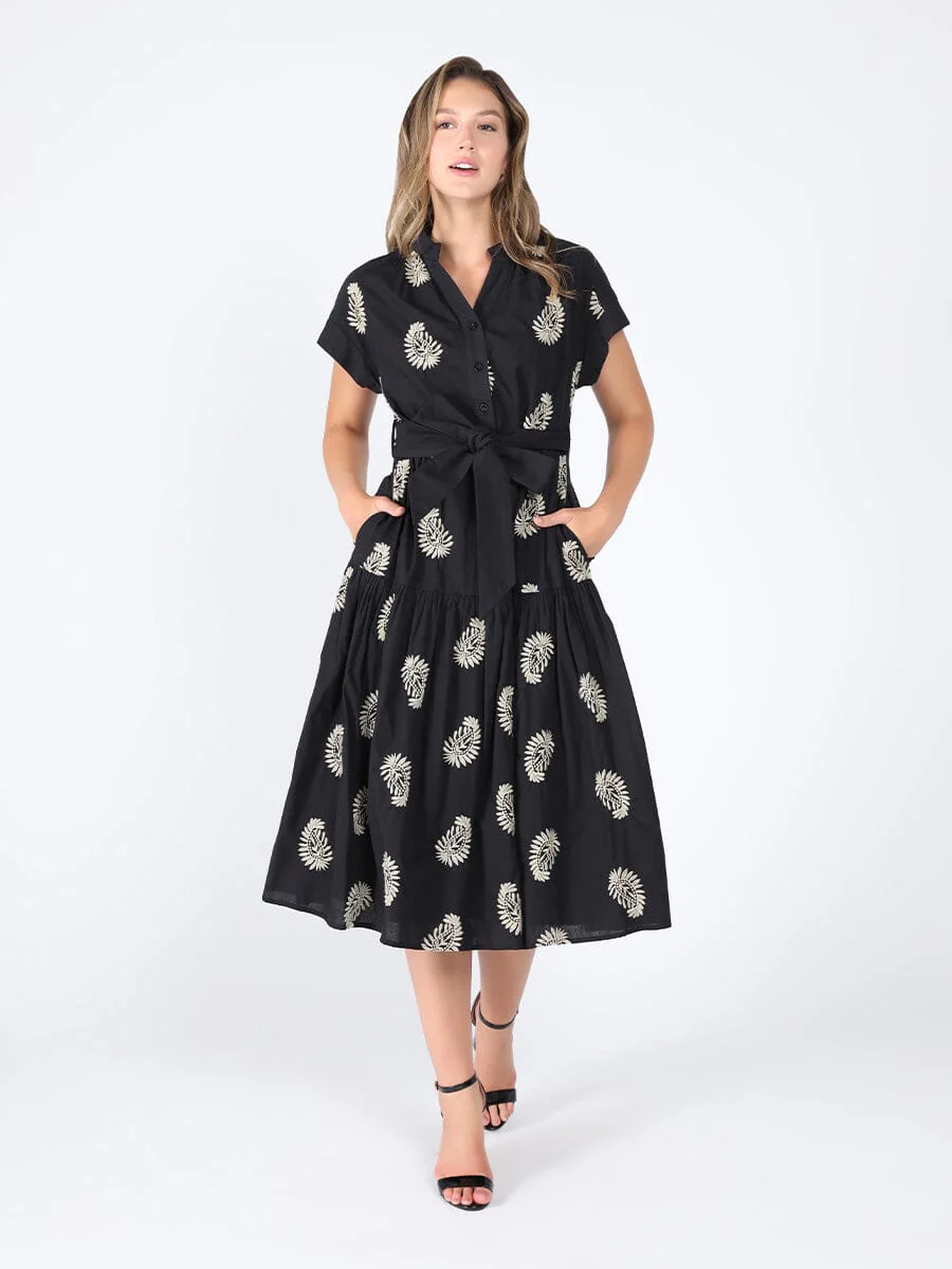 Floral Short Sleeve Belt Dress - Image 2