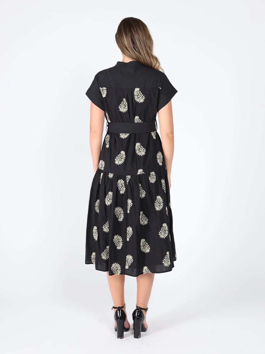 Floral Short Sleeve Belt Dress - Image 4