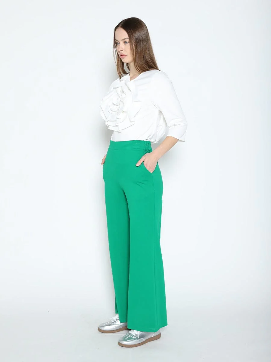 Flower Applique Loose Fit Long Sleeve Blouse - Image 3