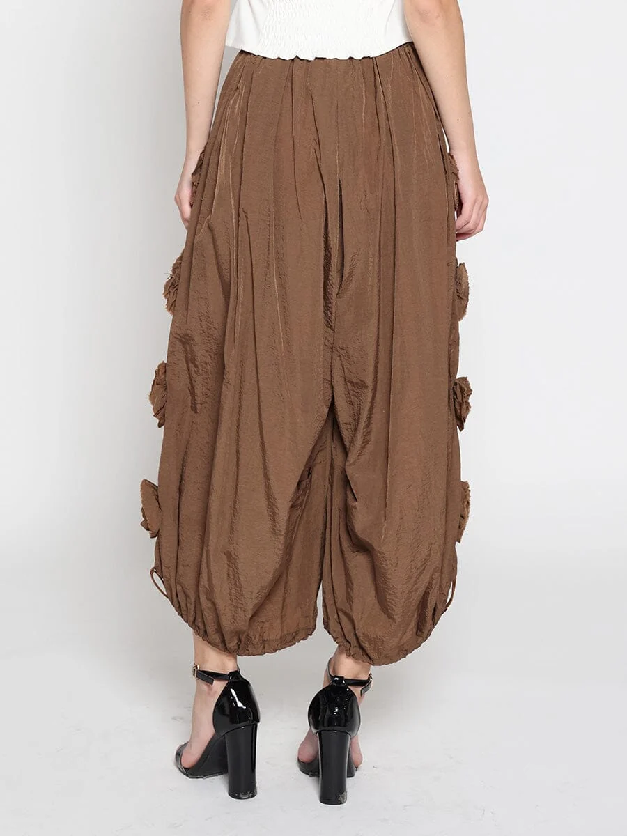 Flower Applique Parachute Pants - Image 4