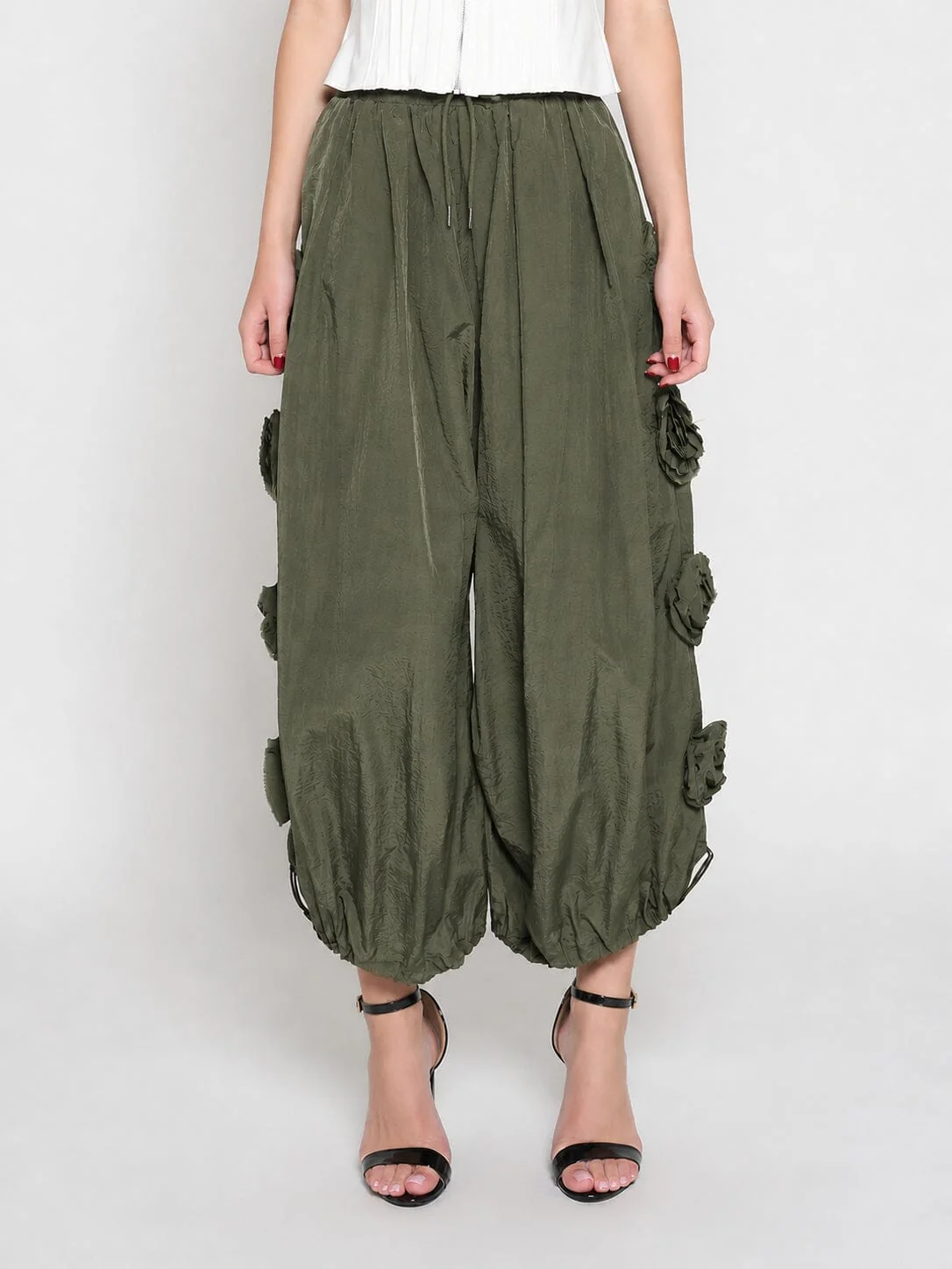 Flower Applique Parachute Pants - Image 5