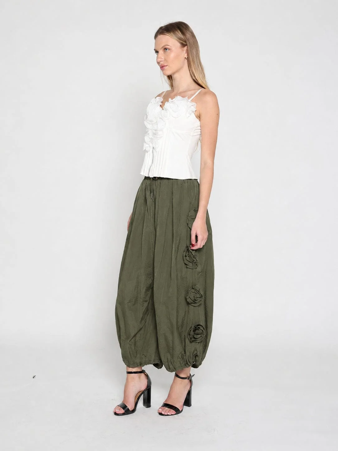 Flower Applique Parachute Pants - Image 6