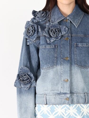 Flower Attached Denim Jacket - Image 3