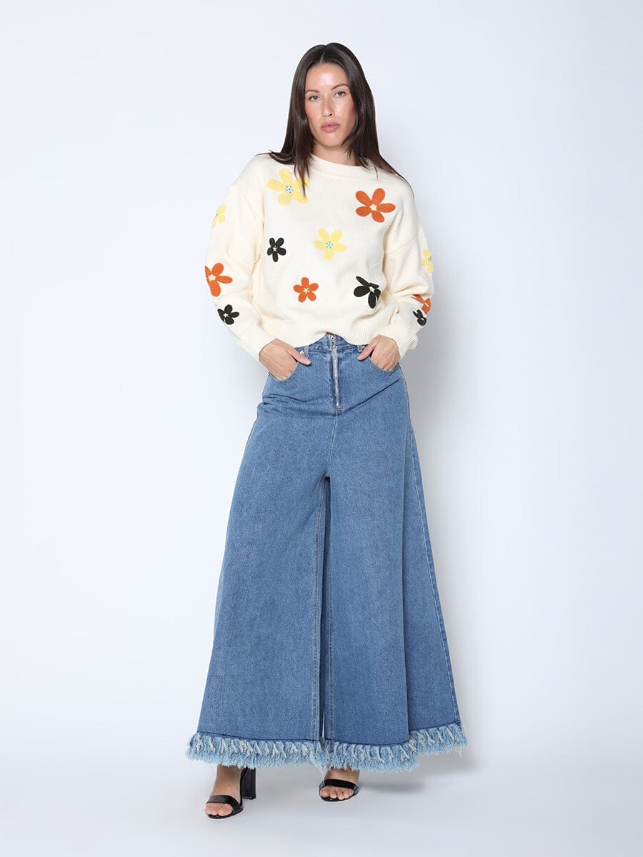 Flower Embroidered Cardigan Sweater - Image 2