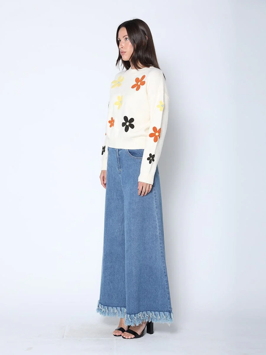 Flower Embroidered Cardigan Sweater - Image 3