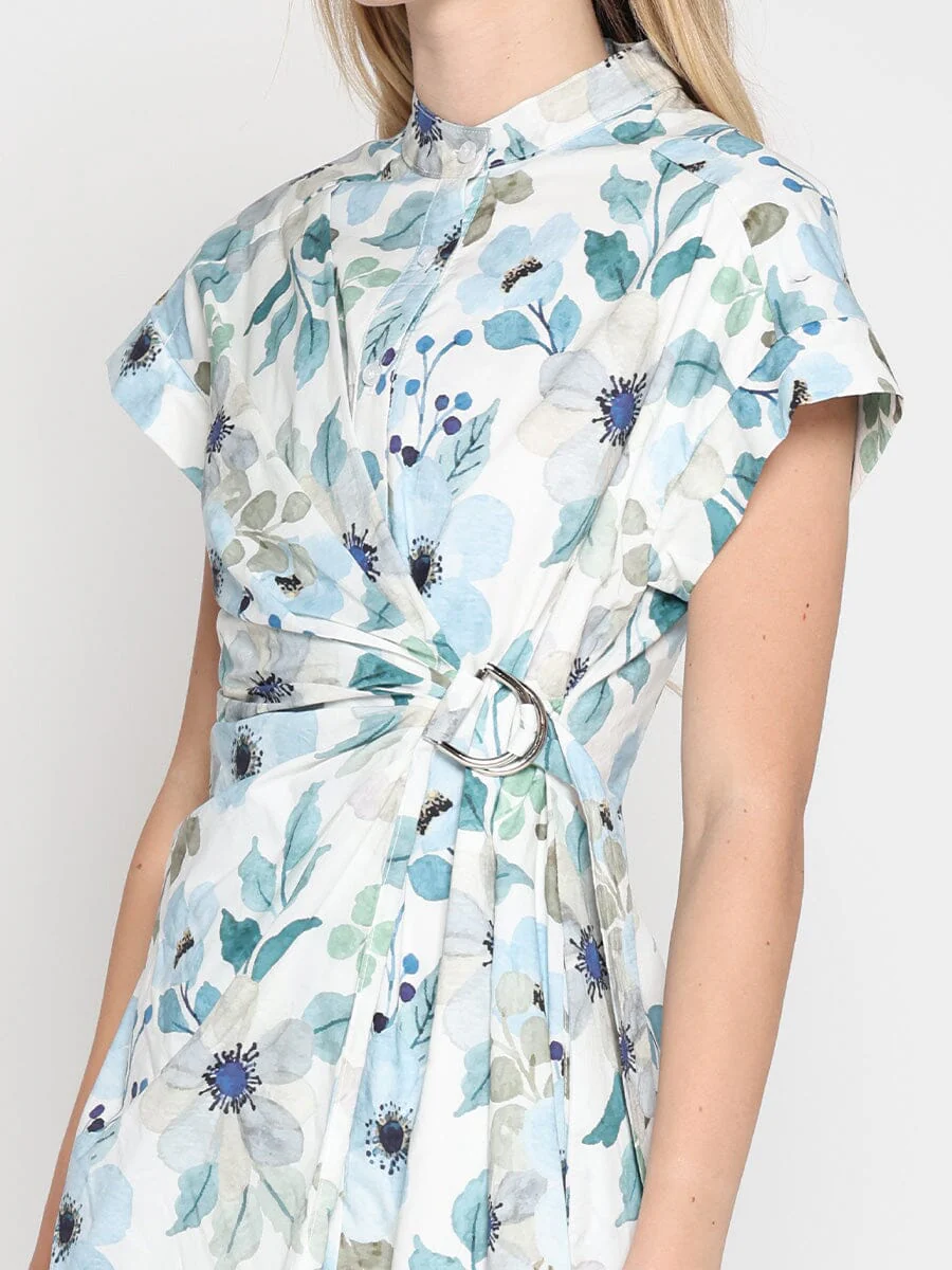 Flower print cross body short sleeve dress - Image 3