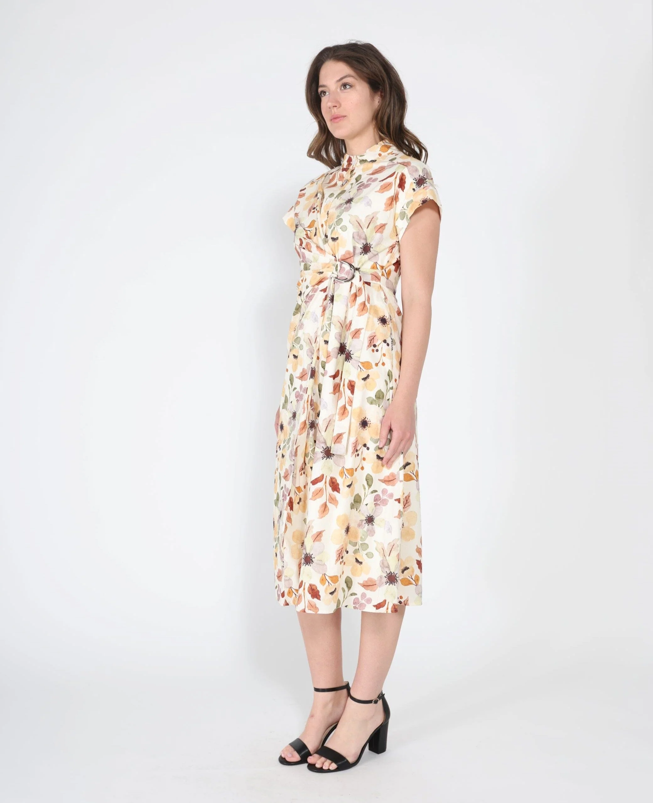 Flower print cross body short sleeve dress - Image 7